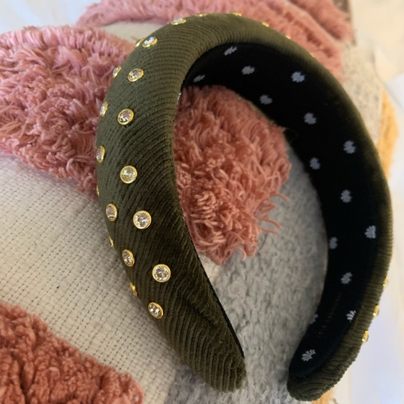 Lele Sadoughi Embellished Headband Olive Green - Picture 1 of 4